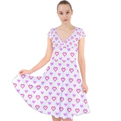 Pixel Hearts Cap Sleeve Front Wrap Midi Dress by jumpercat