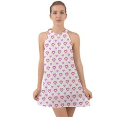 Pixel Hearts Halter Tie Back Chiffon Dress by jumpercat