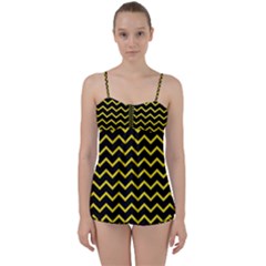 Yellow Chevron Babydoll Tankini Set by jumpercat