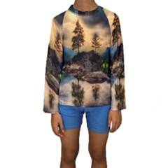 Sunset Dusk Sky Clouds Lightning Kids  Long Sleeve Swimwear by BangZart