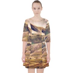 Iceland Mountains Sky Clouds Pocket Dress by BangZart