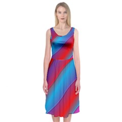 Diagonal Gradient Vivid Color 3d Midi Sleeveless Dress by BangZart