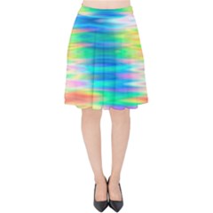 Wave Rainbow Bright Texture Velvet High Waist Skirt by BangZart