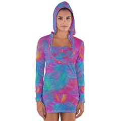 Abstract Fantastic Fractal Gradient Long Sleeve Hooded T-shirt by BangZart