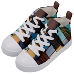 Glass Facade Colorful Architecture Kid s Mid-top Canvas Sneakers by BangZart