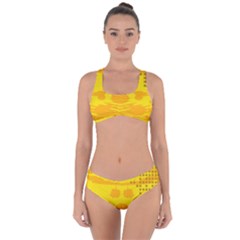 Texture Yellow Abstract Background Criss Cross Bikini Set by BangZart