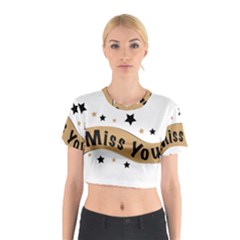 Lettering Miss You Banner Cotton Crop Top by BangZart