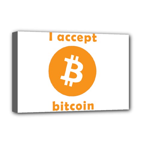 I Accept Bitcoin Deluxe Canvas 18  X 12   by Valentinaart