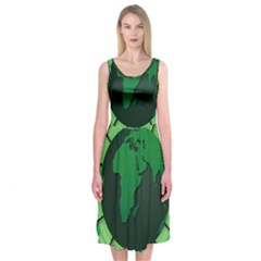 Earth Forest Forestry Lush Green Midi Sleeveless Dress by BangZart