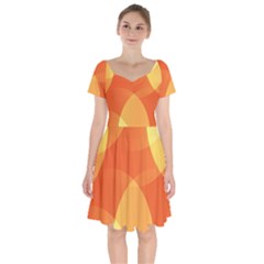 Abstract Orange Yellow Red Color Short Sleeve Bardot Dress by Celenk