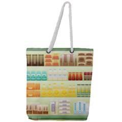 Supermarket Shelf Coffee Tea Grains Full Print Rope Handle Tote (large) by Celenk