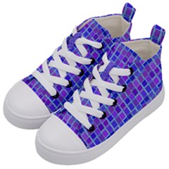 Background Mosaic Purple Blue Kid s Mid-top Canvas Sneakers by Celenk