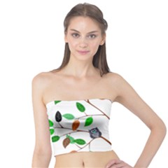 Tree Root Leaves Owls Green Brown Tube Top by Celenk