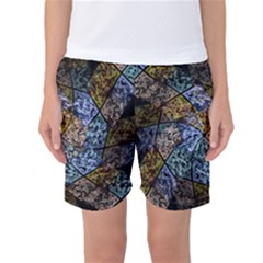 Multi Color Tile Twirl Octagon Women s Basketball Shorts by Celenk