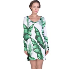 Banana Leaves And Fruit Isolated With Four Pattern Long Sleeve Nightdress by Celenk