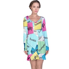 Stickies Post It List Business Long Sleeve Nightdress by Celenk