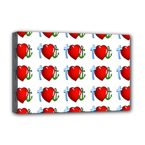 Cross Heart Anchor Love Hope Deluxe Canvas 18  X 12   by Celenk