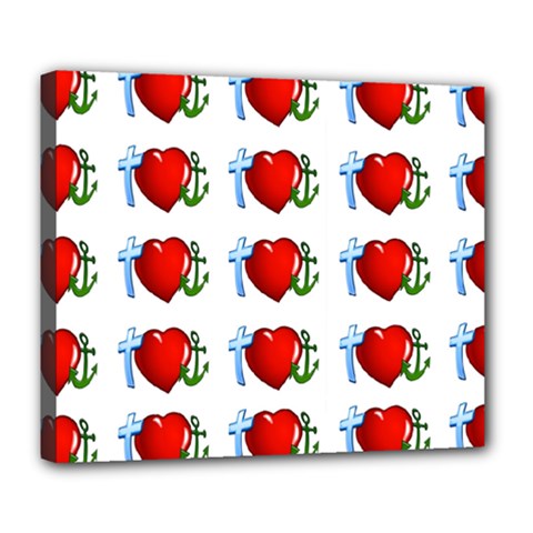 Cross Heart Anchor Love Hope Deluxe Canvas 24  X 20   by Celenk