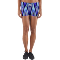 Waves Wavy Blue Pale Cobalt Navy Yoga Shorts by Celenk