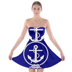 Anchor Flag Blue Background Strapless Bra Top Dress by Celenk