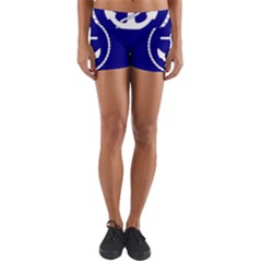 Anchor Flag Blue Background Yoga Shorts by Celenk