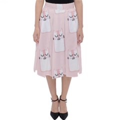 Pattern Cat Pink Cute Sweet Fur Folding Skater Skirt by Celenk