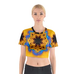 Digital Art Fractal Artwork Flower Cotton Crop Top by Celenk