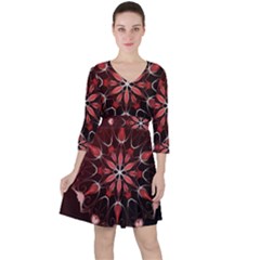 Mandala Red Bright Kaleidoscope Ruffle Dress by Celenk