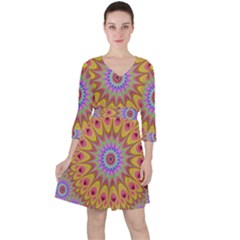 Geometric Flower Oriental Ornament Ruffle Dress by Celenk