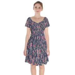 Pattern Flowers Pattern Flowers Short Sleeve Bardot Dress by Celenk