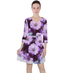 Flowers Purple Nature Art Abstract Ruffle Dress by Celenk