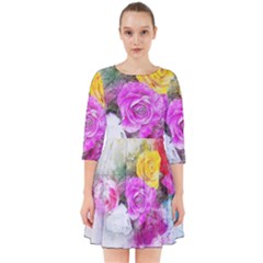 Flowers Bouquet Art Abstract Smock Dress by Celenk