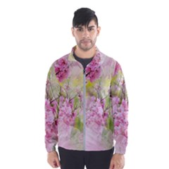 Flowers Pink Art Abstract Nature Wind Breaker (men) by Celenk