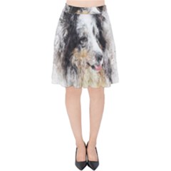 Dog Shetland Pet Art Abstract Velvet High Waist Skirt by Celenk