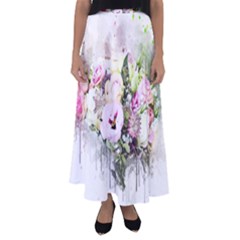 Flowers Bouquet Art Abstract Flared Maxi Skirt by Celenk