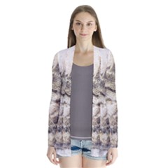 Cat Animal Art Abstract Watercolor Drape Collar Cardigan by Celenk