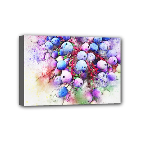 Berries Pink Blue Art Abstract Mini Canvas 6  X 4  by Celenk