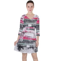 Car Old Car Art Abstract Ruffle Dress by Celenk