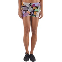 Background Painted Squares Art Yoga Shorts by Celenk