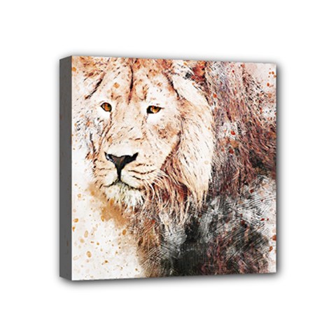 Lion Animal Art Abstract Mini Canvas 4  X 4  by Celenk