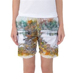 River Water Art Abstract Stones Women s Basketball Shorts by Celenk