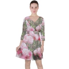 Flowers Roses Art Abstract Nature Ruffle Dress by Celenk