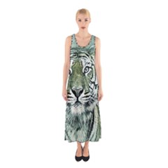 Tiger Cat Art Abstract Vintage Sleeveless Maxi Dress by Celenk