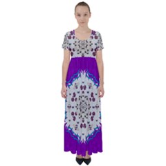 Eyes Looking For The Finest In Life As Calm Love High Waist Short Sleeve Maxi Dress by pepitasart