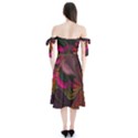 Fractal Abstract Colorful Floral Shoulder Tie Bardot Midi Dress View2