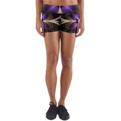 Fractal Glow Flowing Fantasy Yoga Shorts by Celenk