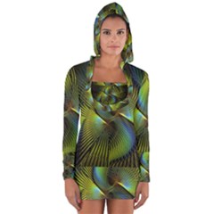 Fractal Abstract Design Fractal Art Long Sleeve Hooded T-shirt by Celenk