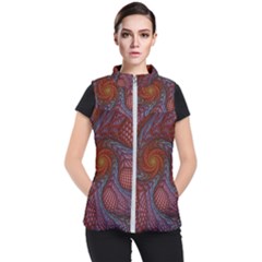 Fractal Red Fractal Art Digital Art Women s Puffer Vest by Celenk