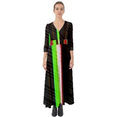 Abstract Background Pattern Textile Button Up Boho Maxi Dress by Celenk