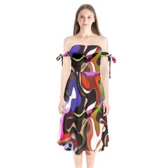 Abstract Background Design Art Shoulder Tie Bardot Midi Dress by Celenk